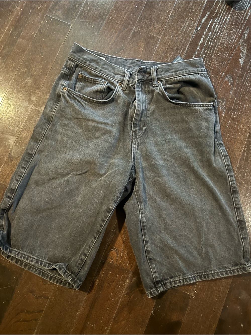 Zara Men’s Black Denim Shorts Size 31 Washed Black Casual Jean Shorts